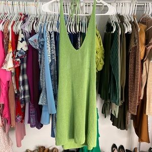 Green Knitted Backless Coverup Dress | Size : S